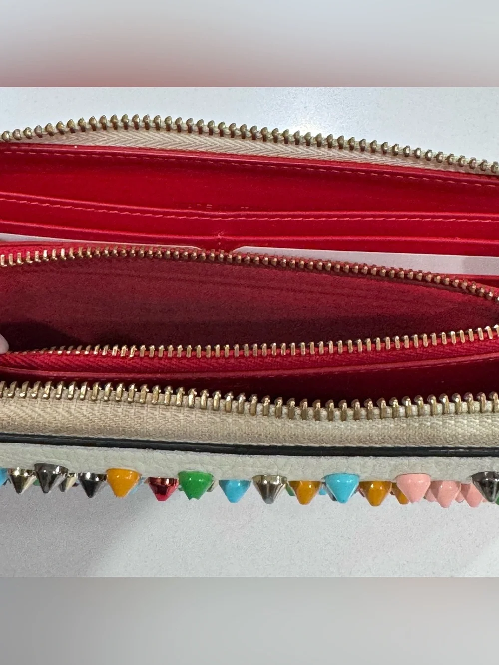 Christian Louboutin Panettone Wallet White Multicolor Studs w/COA